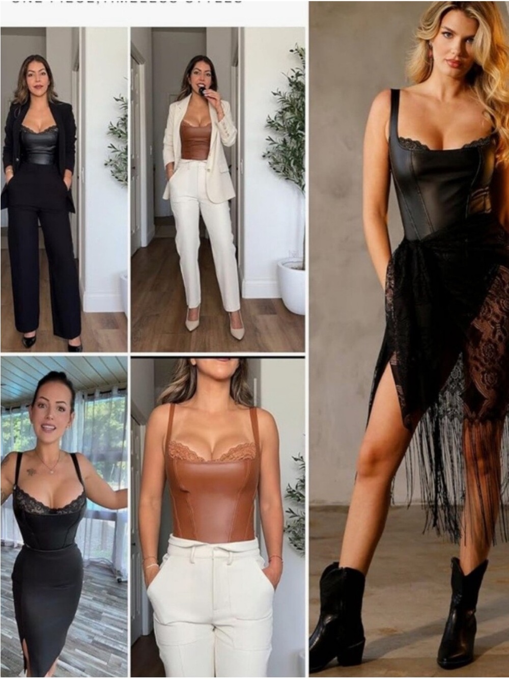 New NWT Popilush Leather bodysuit body contouring faux black leather sz L - Picture 10 of 10